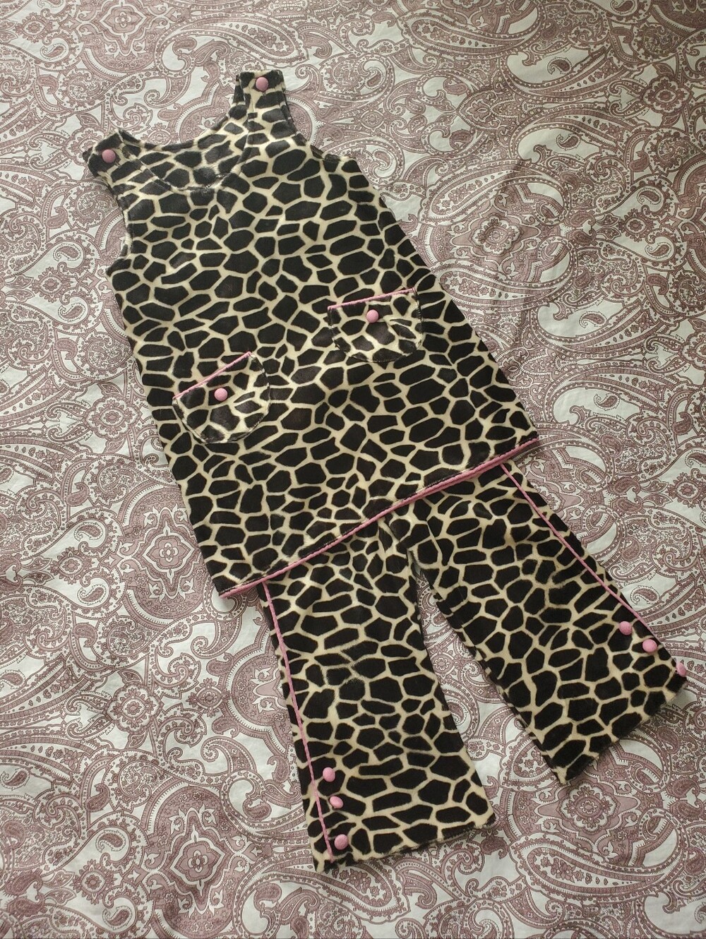 VTG Cottontail Originals Giraffe Print 2-Piece Set Tunic & Flare Pants 3T